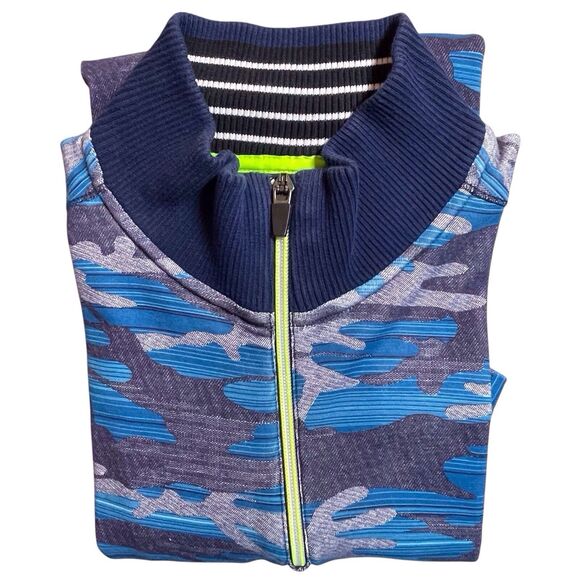 ROBERT GRAHAM Street Circuit Quarter Zip Pullover Size Medium Camo Blue - Picture 16 of 16